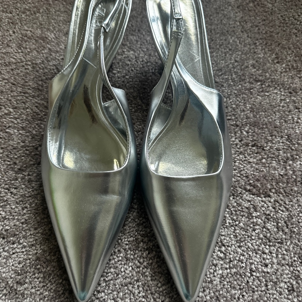 Zara Silver Women's Slingback Heels size 40